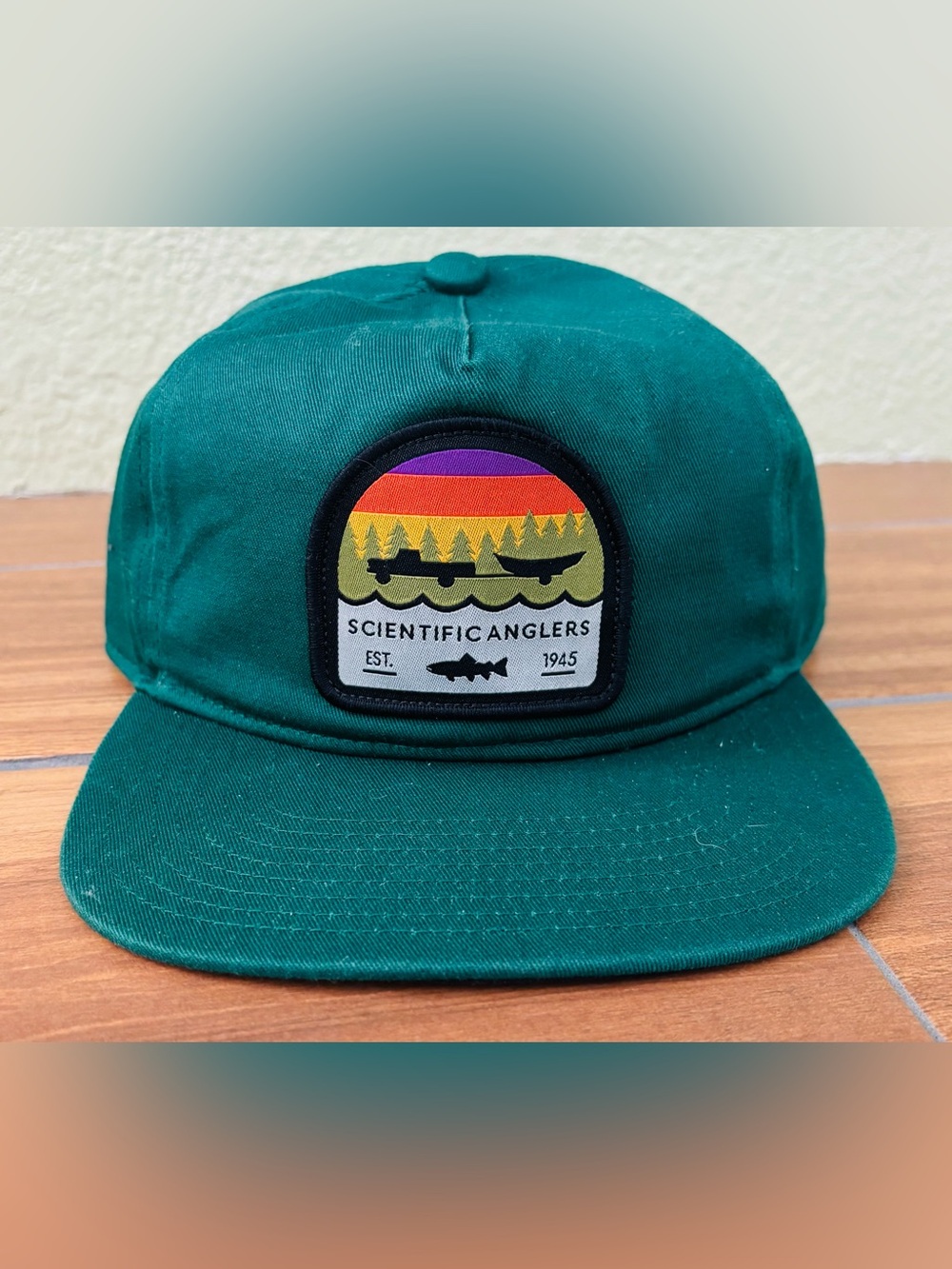 NWOT Coal x Scientific Anglers Fishing Hat Green Adjustable Cap Leather Strap
